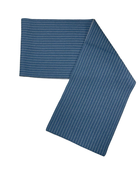 Blue & Grey Striped Cashmere Scarf (Double Sided)