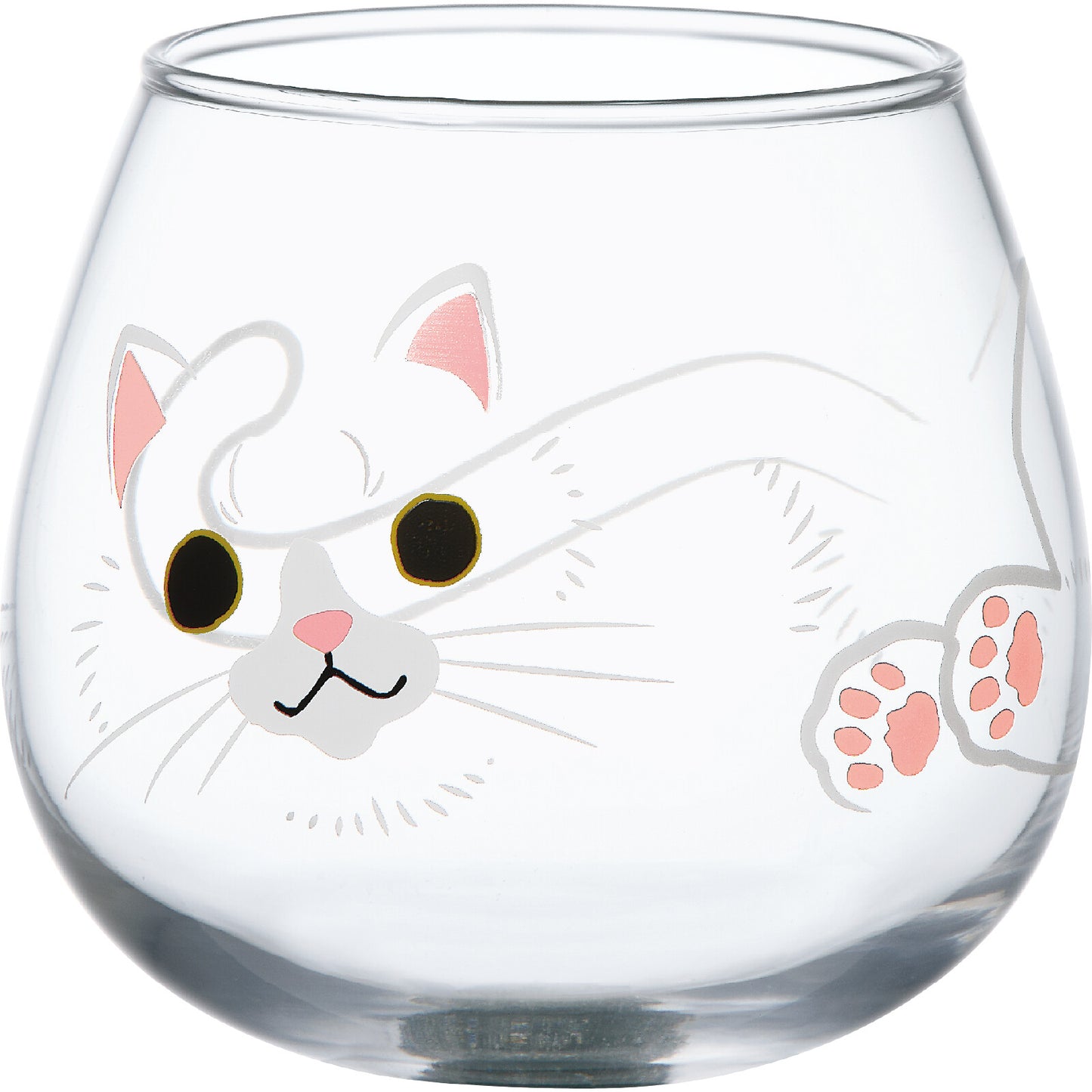Cat Glass Tumbler Floating Animal Prints Shimmering Effect 320ml Cute Gift Japan
