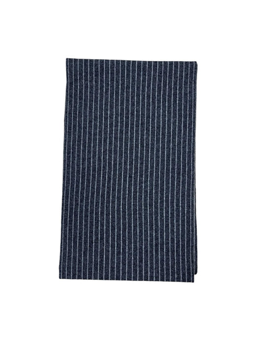 Charcoal & Grey Striped Cashmere Scarf (Double Sided)
