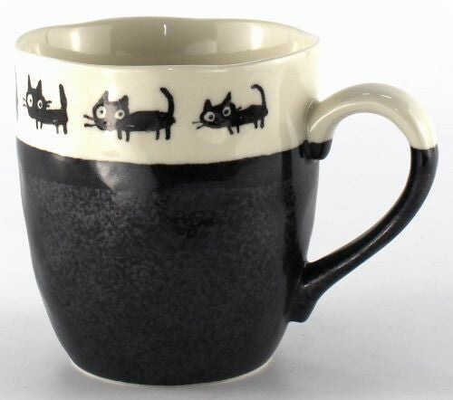 Japanese Ceramic Mug Black Cat Pattern 8.5cm Daily Use Made in Japan