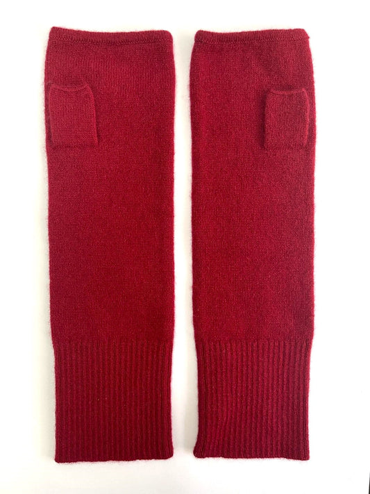 CASHMERE FINGERLESS GLOVES in Red
