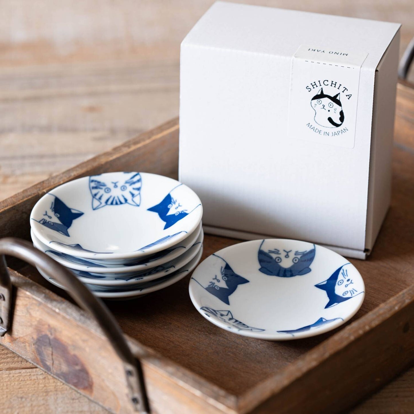 SHICHITA Cat Plate Set of 5 Mino Ware Nora Mike Dora Hachiware Scottish Japan