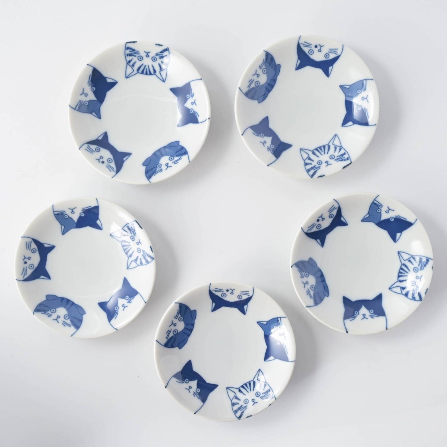 SHICHITA Cat Plate Set of 5 Mino Ware Nora Mike Dora Hachiware Scottish Japan
